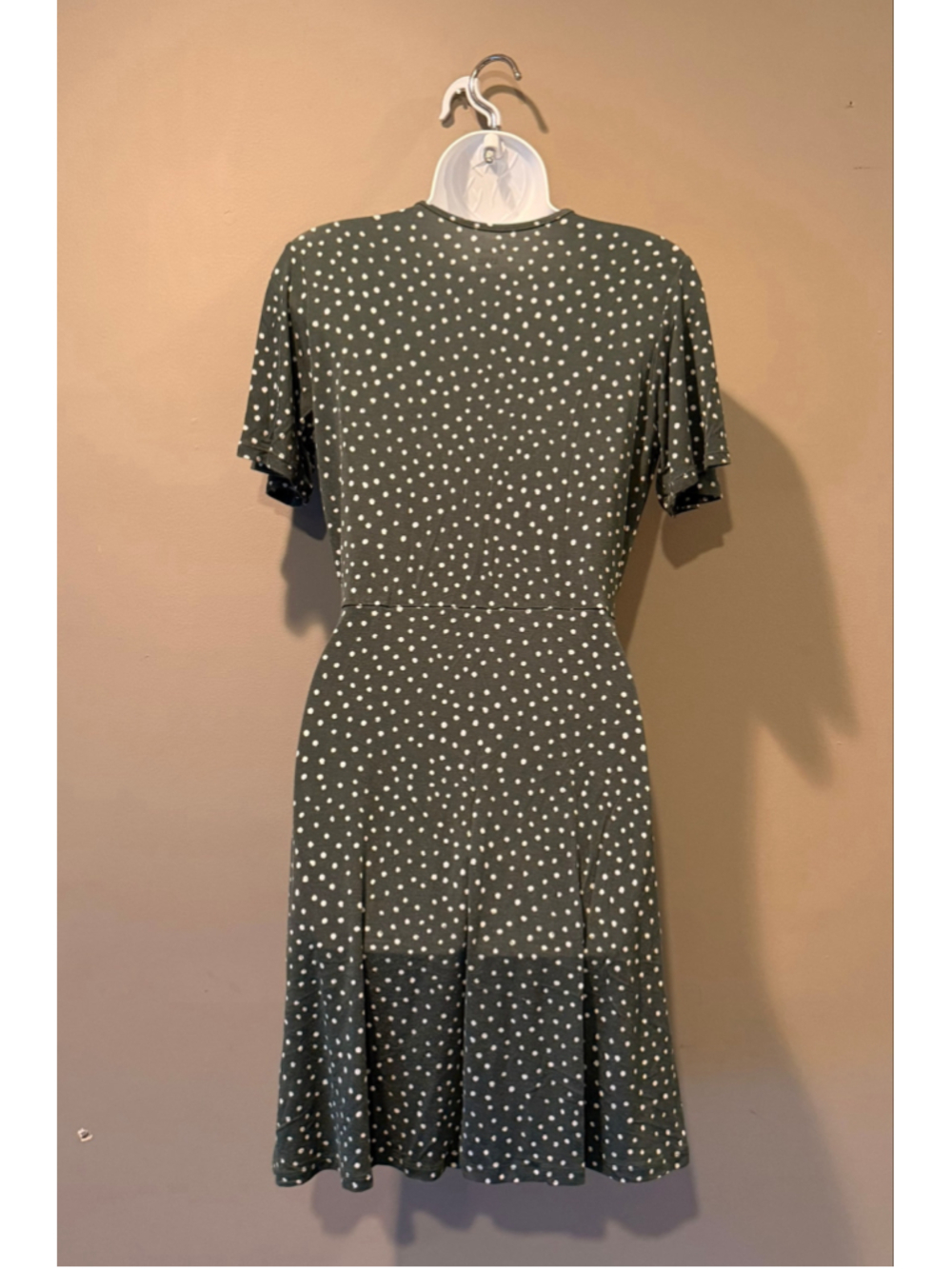 41 Hawthorn Elisse Knit Surplice Polka Dot Dress Green Size M - Picture 2 of 9